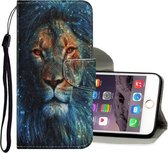 Gekleurde tekening patroon horizontaal Flip PU lederen tas met houder & kaartsleuven & portemonnee & lanyard voor iPhone 8 Plus & 7 Plus (leeuw)