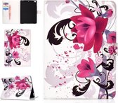 Voor iPad 10.2 Gekleurd tekeningpatroon Horizontaal Flip PU-lederen tas met houder & kaartsleuf & slaap- / wekfunctie (bloemen)