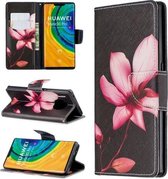 Voor Huawei Mate 30 Pro Gekleurde Tekening Horizontale Flip Leren Case met Houder & Kaartsleuven & Portemonnee (Lotus)