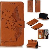 Veerpatroon Litchi Texture Horizontale Flip Leren Case met Portemonnee & Houder & Kaartsleuven voor iPhone XS Max (Bruin)