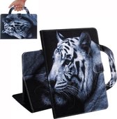 Voor Amazon Kindle Fire HD 8 (2020) / HD 8 Plus (2020) 3D-gekleurde tekening Horizontale flip lederen tas met houder & kaartsleuf & portemonnee & handvat (White Tiger)