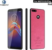 Voor MOTO E6 spelen PINWUYO Pin Rui-serie Klassiek leer, PC + TPU + PU-leer Waterdicht en anti-val All-inclusive beschermende schaal (rood)