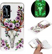 Voor Huawei P40 Plus Luminous TPU mobiele telefoon beschermhoes (Flower Deer)