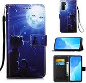 Voor Huawei nova 7 SE Schilderen Horizontale Flip Leren Case met Houder & Kaartsleuf & Portemonnee & Lanyard (Kat en Zon)