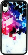 Voor iPhone XR Marble Series Stars Powder Dropping Epoxy TPU beschermhoes (kleurrijke plaid)