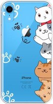 Voor iPhone XR Lucency Painted TPU Protective (Meow Meow)