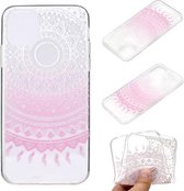 Voor iPhone 12 Pro Max gekleurd tekeningpatroon transparant TPU beschermhoes (roze bloem)