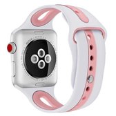Voor Apple Watch Series 6 & SE & 5 & 4 40 mm / 3 & 2 & 1 38 mm Tweekleurige siliconen open horlogeband (wit + roze)