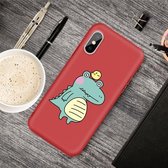 Voor iPhone XS / X Cartoon Animal Pattern Shockproof TPU beschermhoes (Red Crocodile Bird)