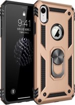 Armor schokbestendige TPU + pc-beschermhoes voor iPhone XR, met 360 graden rotatiehouder (goud)