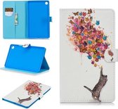 Voor Huawei MediaPad M5 8.4 Stiksels Horizontale Flip Leren Case met Houder & Kaartsleuven & Slaap / Wekfunctie (Kat en Vlinder)