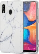 Voor Samsung Galaxy A20 / A30 TPU glanzend marmerpatroon IMD beschermhoes (wit)