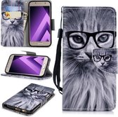 Voor Samsung Galaxy A3 (2017) Gekleurde tekening Patroon Horizontaal Flip TPU + PU lederen tas met houder & kaartsleuven & portemonnee & lanyard (Fashion Cat)