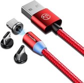 CaseMe 3 in 1 Type-C / 8-pins / micro-USB naar USB magnetische oplaadkabel voor serie 1, lengte: 1 m (rood)