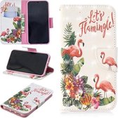 3D Gekleurde Tekening Patroon Horizontale Leren Flip Case voor iPhone XR, met Houder & Kaartsleuven & Portemonnee (Engelse Flamingo)