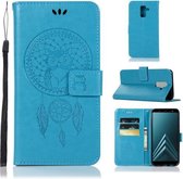 Windgong Uil Embossing Patroon Horizontale Leren Flip Case met Houder & Kaartsleuven & Portemonnee Voor Galaxy J8 (2018) (Blauw)