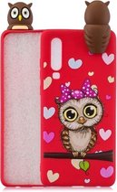 Voor Galaxy A70 schokbestendige Cartoon TPU beschermhoes (rode uil)