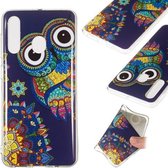Noctilucent TPU Soft Case voor Galaxy A60 (uil met blauwe bodem)