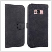 Voor Galaxy A6 Plus (2018) Geperst drukpatroon Horizontale flip PU lederen tas met houder & kaartsleuven & portemonnee & & lanyard (zwart)