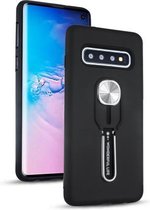 Schokbestendige TPU + pc-beschermhoes met houder voor Galaxy S10 (zwart)