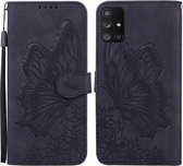 Voor Samsung Galaxy A51 Retro Skin Feel Butterflies Embossing Horizontale Flip Leather Case met houder & kaartsleuven & portemonnee (zwart)