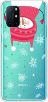 Voor OnePlus 8T Trendy schattig kerstpatroon Case Clear TPU Cover Phone Cases (Hang Snowman)