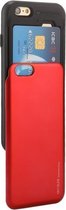 GOOSPERY voor iPhone 6 & 6s TPU + PC Sky Slide Bumper beschermende achterkant van de behuizing met kaartsleuven (rood)