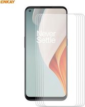 Voor OnePlus Nord N100 5 STKS ENKAY Hat-Prince 0.26mm 9H 2.5D gebogen rand gehard glasfilm