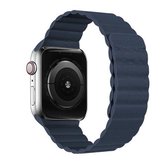 Magnetische vervangende horlogeband met twee lussen voor Apple Watch Series 6 & SE & 5 & 4 44 mm / 3 & 2 & 1 42 mm (marineblauw)