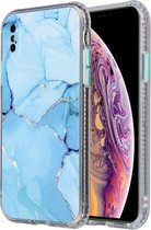 Gekleurd glazuur marmer TPU + pc beschermhoes voor iPhone XS Max (blauw)