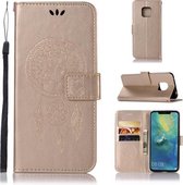 Windgong Uil Embossing Patroon Horizontale Flip Leren Case met Houder & Kaartsleuven & Portemonnee Voor Huawei Mate 20 Pro (Goud)