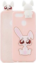 Voor OPPO F9 Cartoon schokbestendige TPU beschermhoes met houder (konijn)