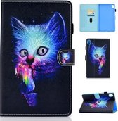 Voor Huawei MediaPad M6 8.4 Gekleurde tekening Stiksels Horizontale flip lederen tas, met houder en kaartsleuven (Super Cat)