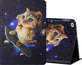 Gekleurde Tekening Horizontale Flip Leren Case met Houder & Kaartsleuven & Slaap / Wekfunctie Voor iPad Air / Air 2/2017/2018 (Skateboard Kat)