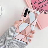 Voor Huawei P30 Pro Plating Kleurrijk Geometrisch Patroon Mozaïek Marmer TPU Mobiele Telefoon Case (Roze PJ1)