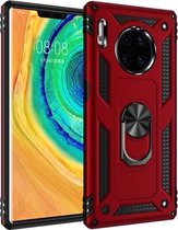 Voor Huawei Mate 30 Pro Armor schokbestendig TPU + pc beschermhoes met 360 graden rotatiehouder (rood)