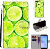 Voor Huawei Y6 (2018) / Honor 7A Gekleurde Tekening Cross Textuur Horizontale Flip PU Lederen Case met Houder & Kaartsleuven & Portemonnee & Lanyard (Groene Citroen)