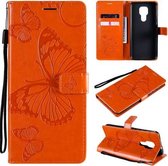 Voor Motorola Moto G9 Play 3D Vlinders Embossing Patroon Horizontale Flip Leren Case met Houder & Kaartsleuf & Portemonnee (Oranje)