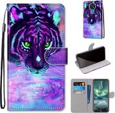 Voor Nokia 7.2 Gekleurde Tekening Cross Textuur Horizontale Flip PU Lederen Case met Houder & Kaartsleuven & Portemonnee & Lanyard (Tijger Drinkwater)