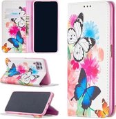 Voor Huawei P40 Lite Gekleurde Tekening Patroon Onzichtbare Magnetische Horizontale Flip PU Lederen Case met Houder & Kaartsleuven & Portemonnee (Twee Vlinders)
