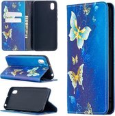 Voor Huawei Y5 (2019) Gekleurde Tekening Patroon Onzichtbare Magnetische Horizontale Flip PU Lederen Case met Houder & Kaartsleuven & Portemonnee (Gouden Vlinders)