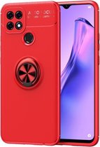 Voor OPPO A15 metalen ringhouder 360 graden roterende TPU-hoes (rood + rood)