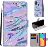 Voor Alcatel 1S (2021) Gekleurde tekening Cross Texture Horizontale Flip PU lederen tas met houder & kaartsleuven & portemonnee & lanyard (fluorescerende watertextuur)