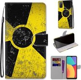 Voor Alcatel 1S (2021) Gekleurde tekening Cross Texture Horizontale Flip PU lederen tas met houder & kaartsleuven & portemonnee & lanyard (geel zwart logo)