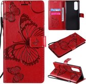 Voor OPPO Reno4 Pro 4G 3D Vlinders Embossing Patroon Horizontale Flip lederen tas met houder & kaartsleuf & portemonnee (rood)