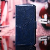 Voor OPPO F17 / A73 Geometrische stiksels Horizontale flip TPU + PU lederen tas met houder & kaartsleuven en portemonnee (blauw)
