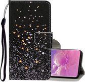 Voor Samsung Galaxy S10 + Gekleurde Tekening Patroon Horizontale Flip Leren Case met Houder & Kaartsleuven & Portemonnee & Lanyard (Zwarte Achtergrond Pentagram)