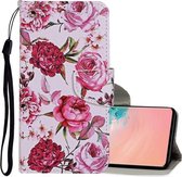 Voor Samsung Galaxy S10e Gekleurde Tekening Patroon Horizontale Flip Leren Case met Houder & Kaartsleuven & Portemonnee & Lanyard (Pioenen)