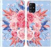 Voor Samsung Galaxy A71 3D Schilderij Gekleurd Tekening Patroon Horizontaal Flip TPU + PU Leren Hoesje met Houder & Kaartsleuven & Portemonnee & Lanyard (Gekleurde Bloemen)