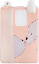 Voor Galaxy S20 Ultra schokbestendig gekleurd geverfd liggend Cartoon TPU beschermhoes (grote witte beer)